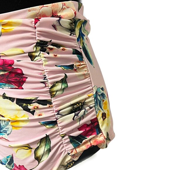 Unique Vintage Two Piece Floral Swimwear Matching Set Halter Top Hi-Rise Bottom - Picture 8 of 12